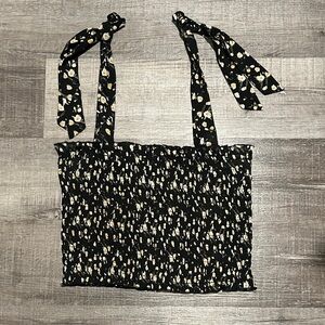 Lulu's Black Floral Tank Top